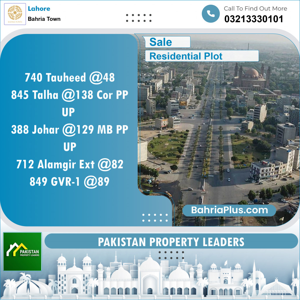 Residential Plot for Sale in Bahria Town, Lahore - (BP-124923)