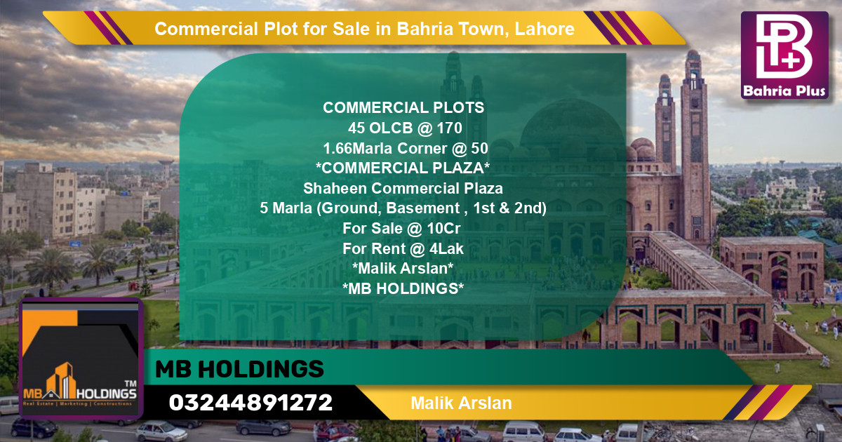 Commercial Plot for Sale in Bahria Town, Lahore - (BP-124927)