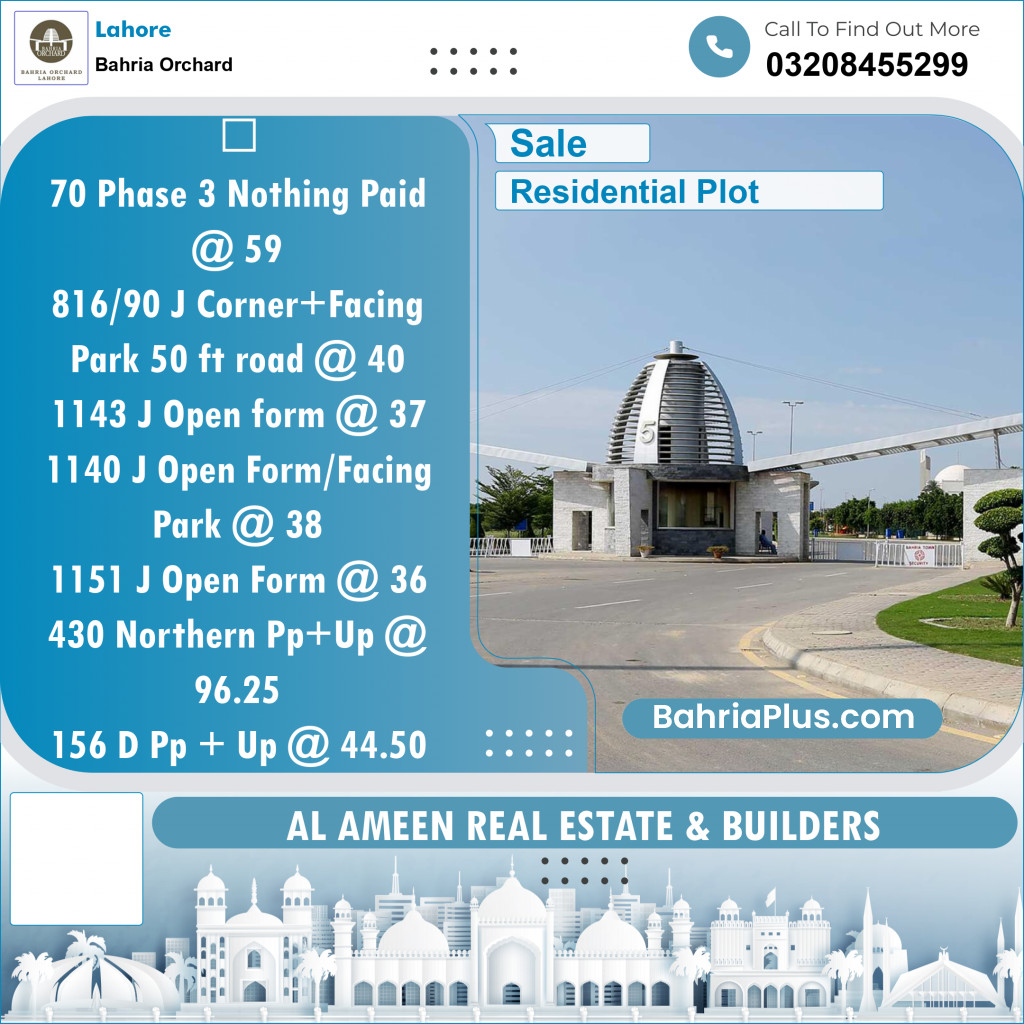Residential Plot for Sale in Bahria Orchard, Lahore - (BP-124934)