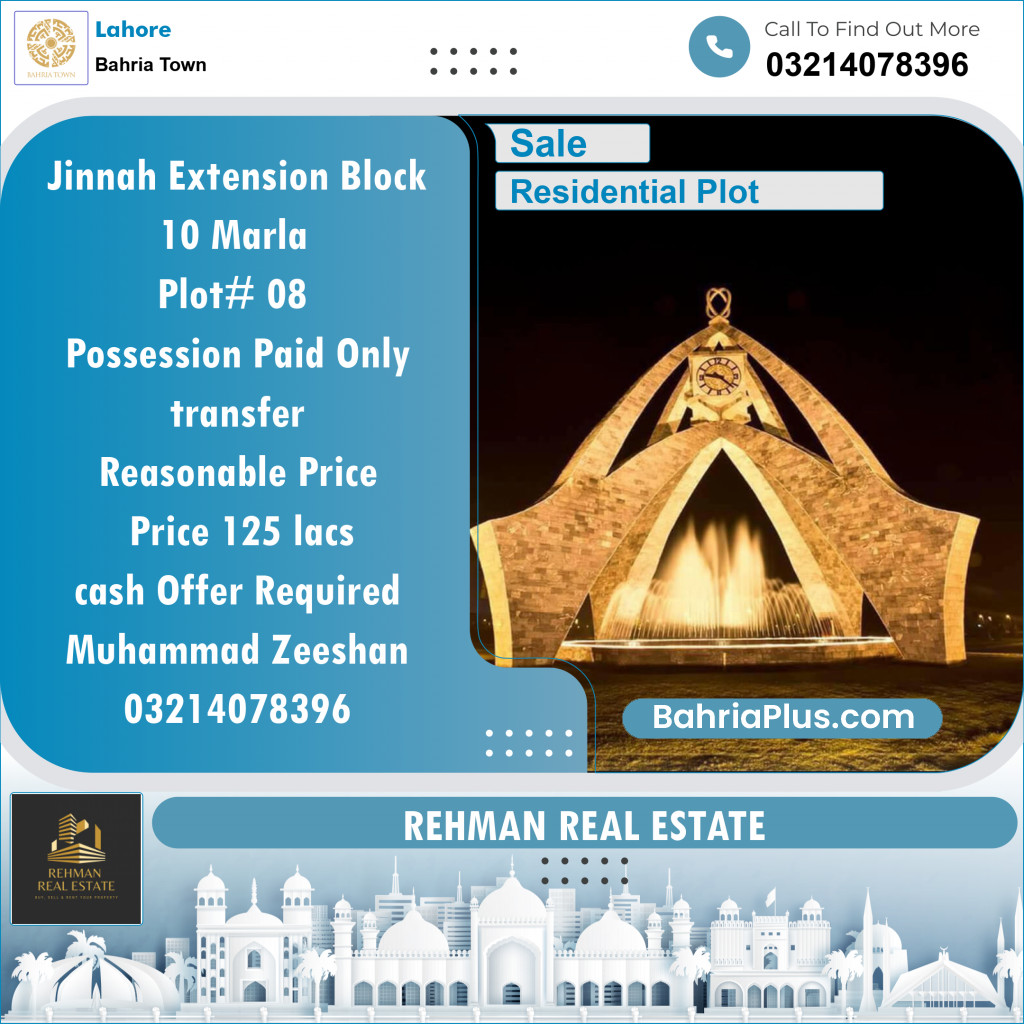 Residential Plot for Sale in Bahria Town, Lahore - (BP-124952)
