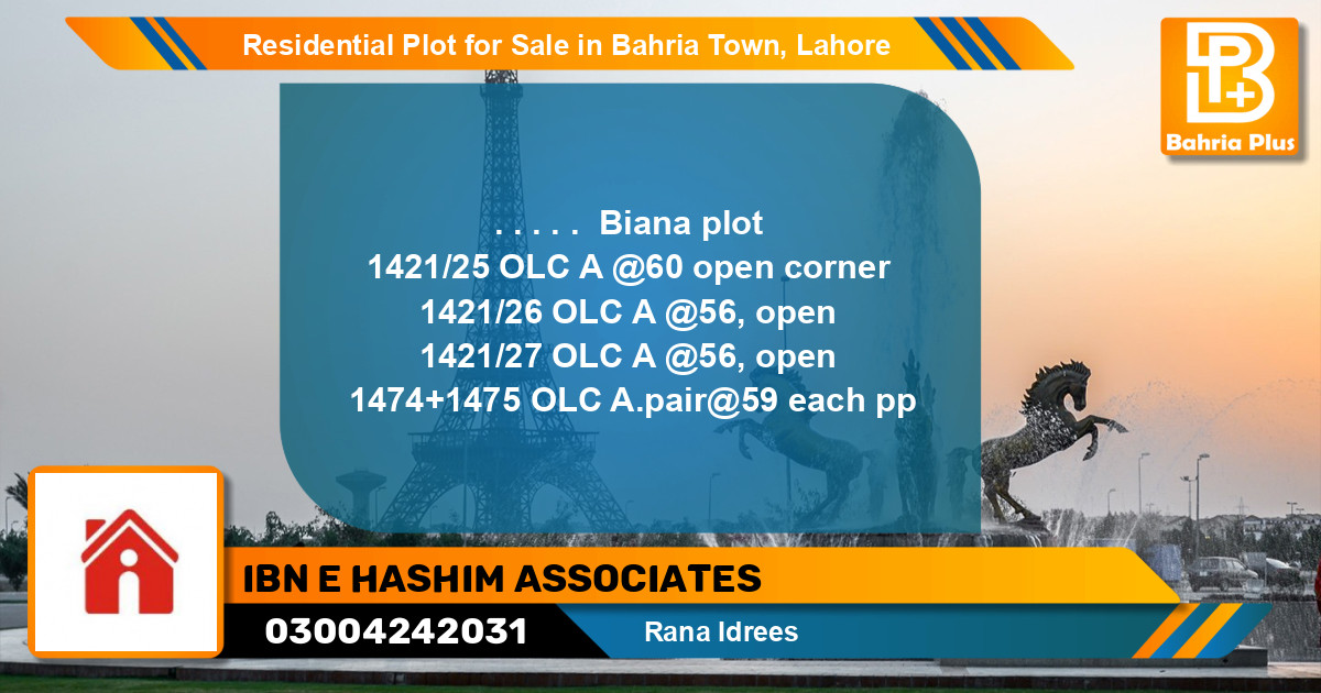 Residential Plot for Sale in Bahria Town, Lahore - (BP-124961)