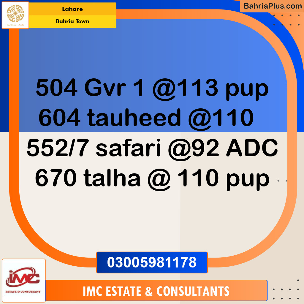 Residential Plot for Sale in Bahria Town, Lahore - (BP-125089)