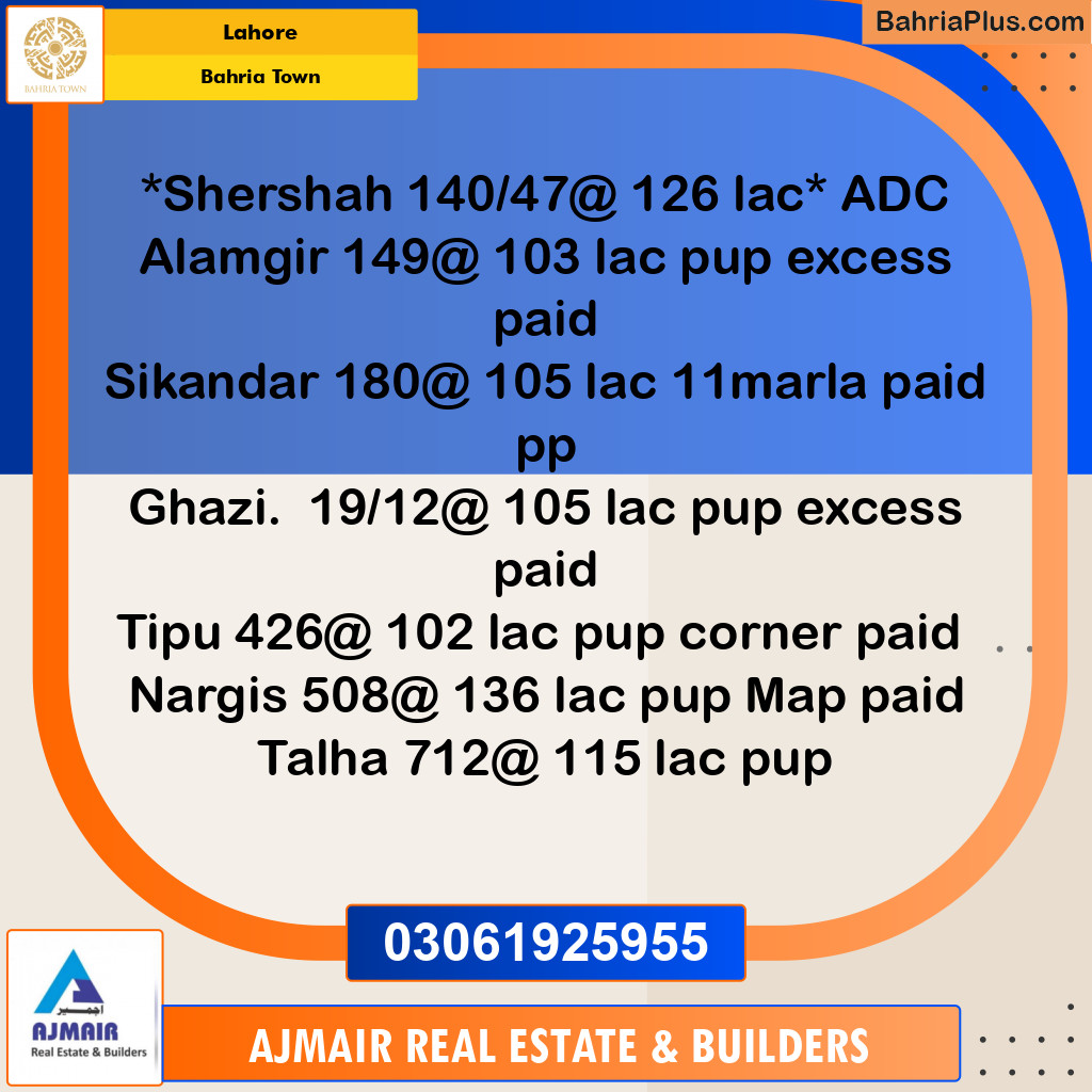 Residential Plot for Sale in Bahria Town, Lahore - (BP-125092)