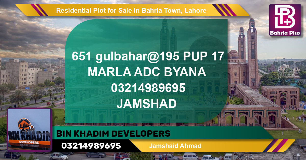 Residential Plot for Sale in Bahria Town, Lahore - (BP-125107)