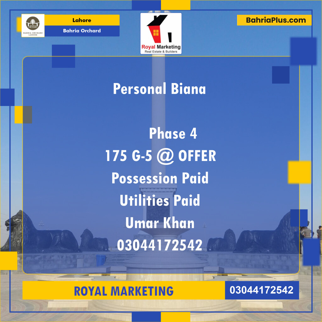 Residential Plot for Sale in Bahria Orchard, Lahore - (BP-125143)
