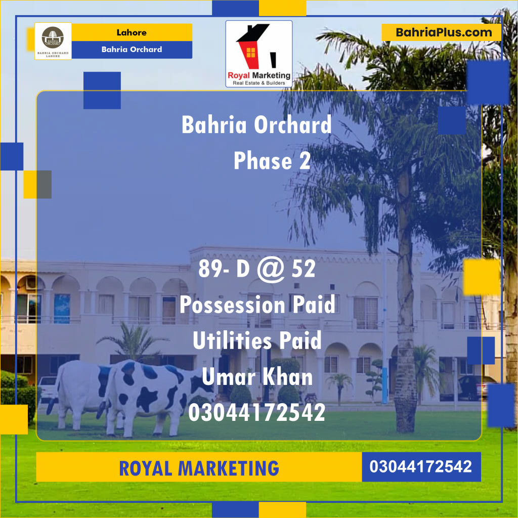 Residential Plot for Sale in Bahria Orchard, Lahore - (BP-125144)