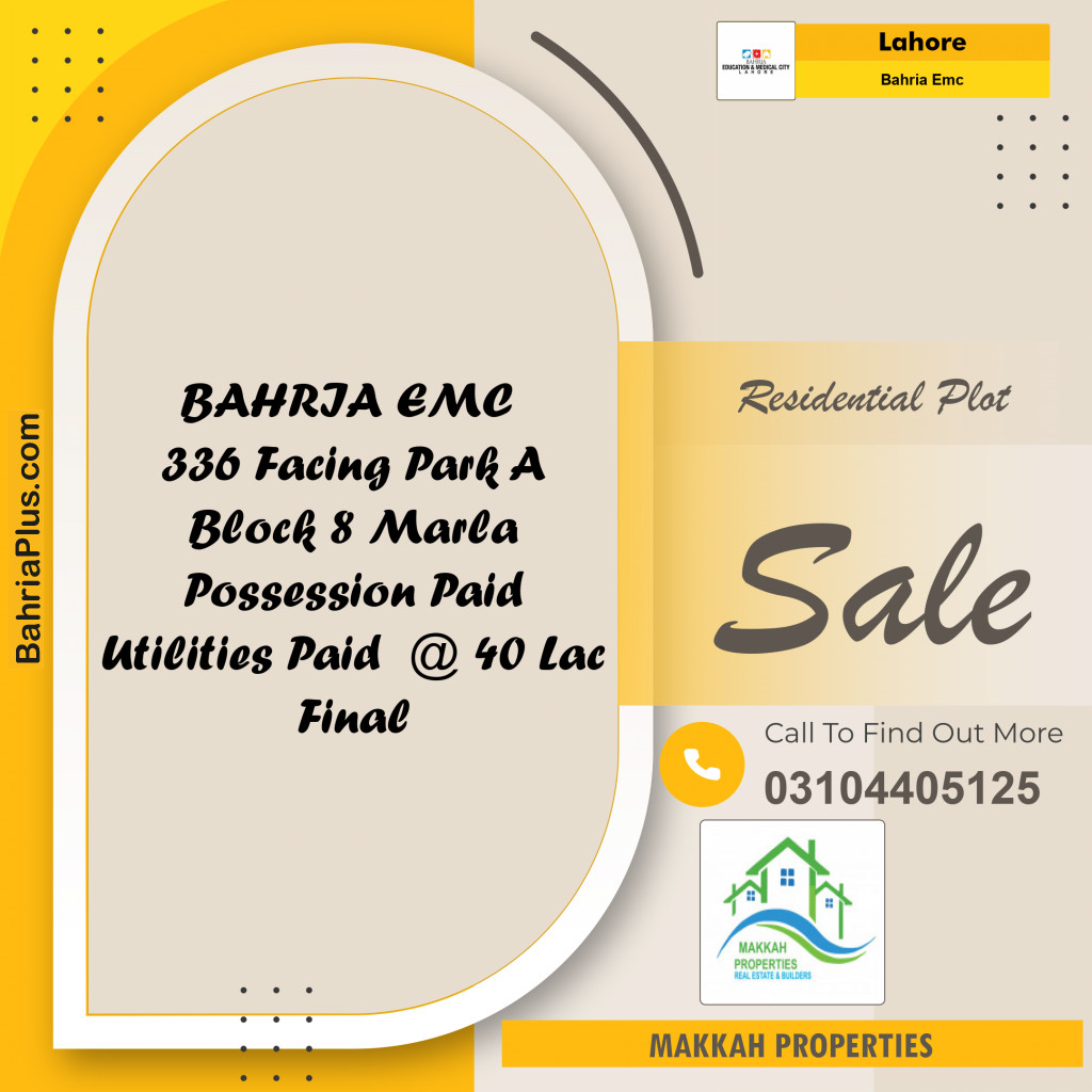 Residential Plot for Sale in Bahria EMC, Lahore - (BP-125156)