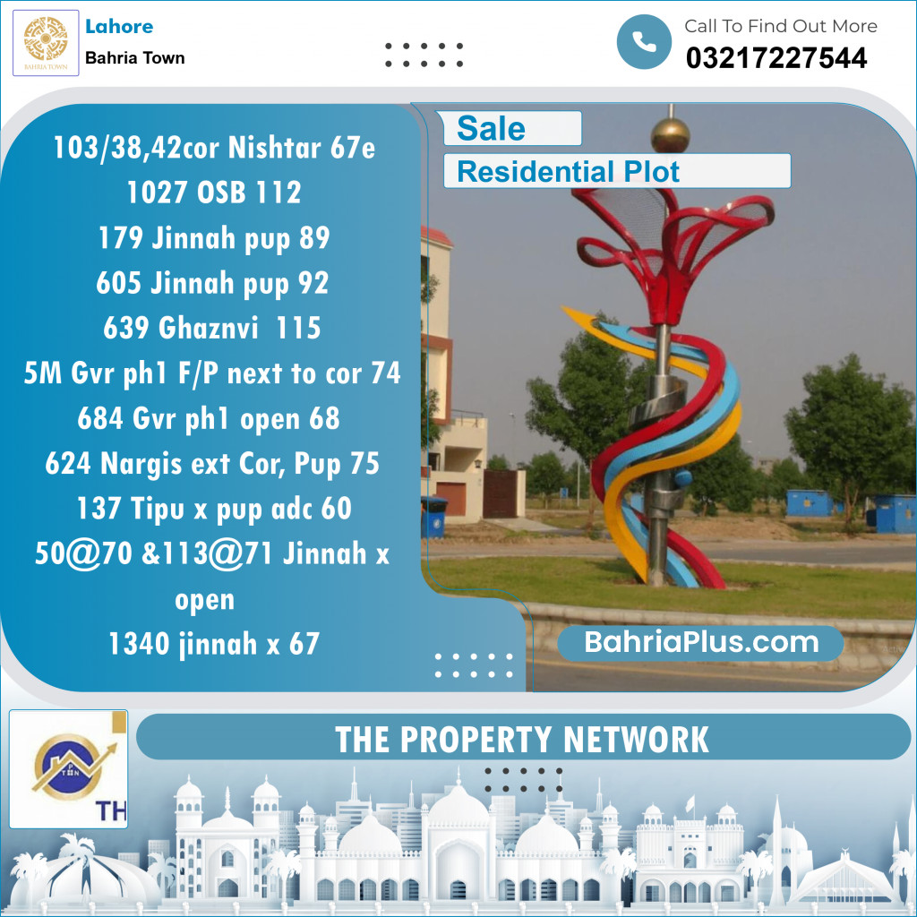 Residential Plot for Sale in Bahria Town, Lahore - (BP-125202)