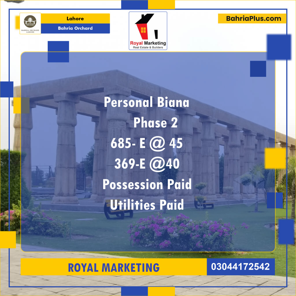 Residential Plot for Sale in Bahria Orchard, Lahore - (BP-125242)