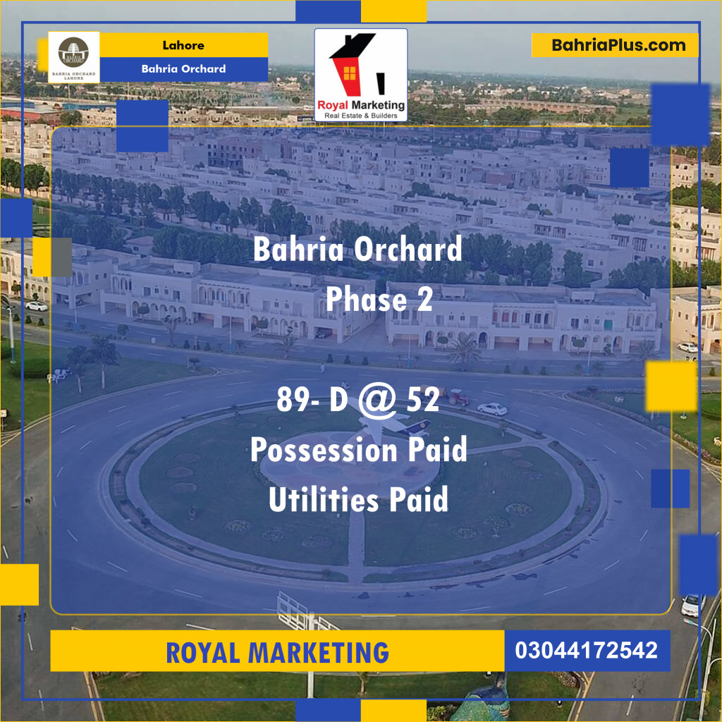 Residential Plot for Sale in Bahria Orchard, Lahore - (BP-125244)
