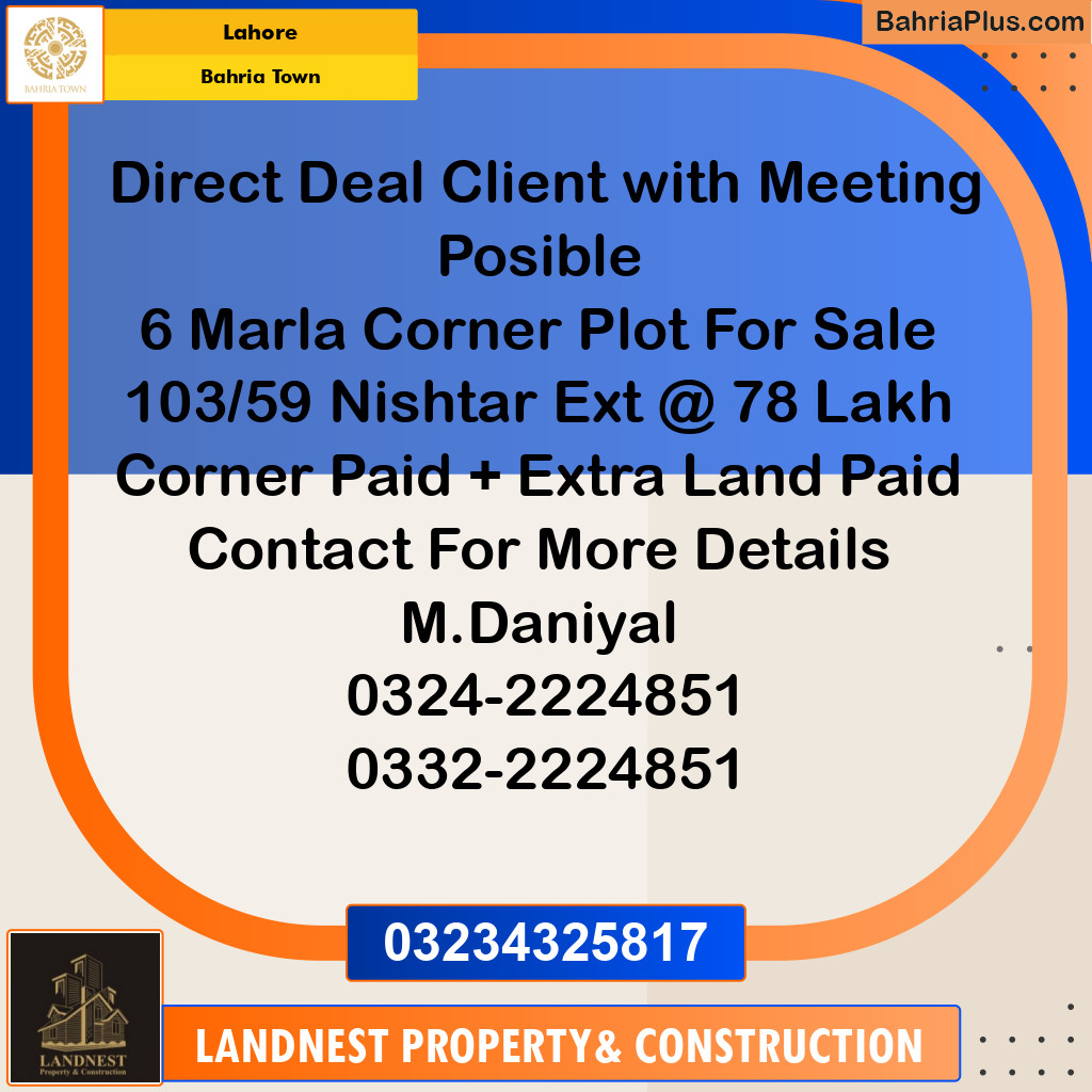 Residential Plot for Sale in Bahria Town, Lahore - (BP-125272)