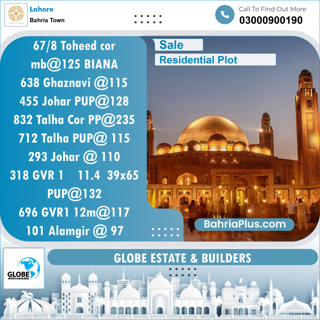 Residential Plot for Sale in Bahria Town, Lahore - (BP-125287)