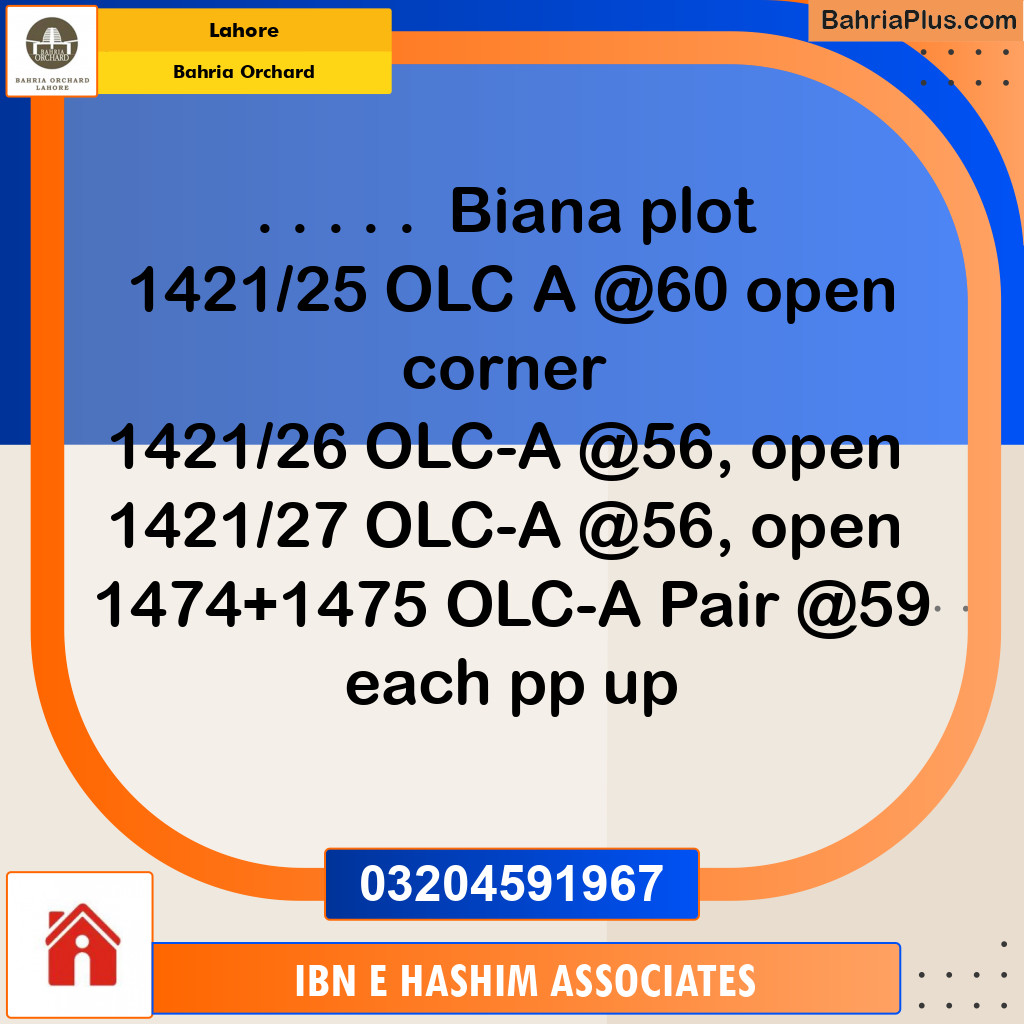 Residential Plot for Sale in Bahria Orchard, Lahore - (BP-125288)