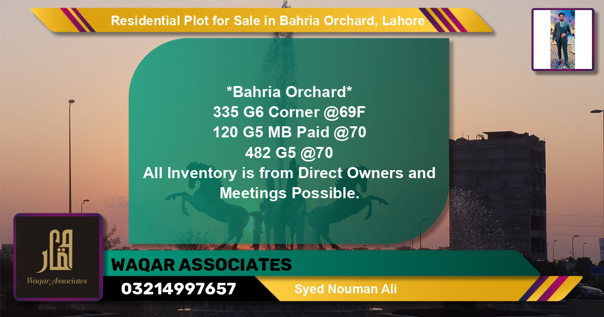 Residential Plot for Sale in Bahria Orchard, Lahore - (BP-125303)