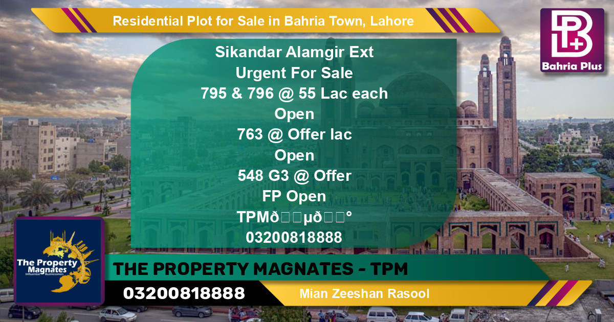 Residential Plot for Sale in Bahria Town, Lahore - (BP-125311)