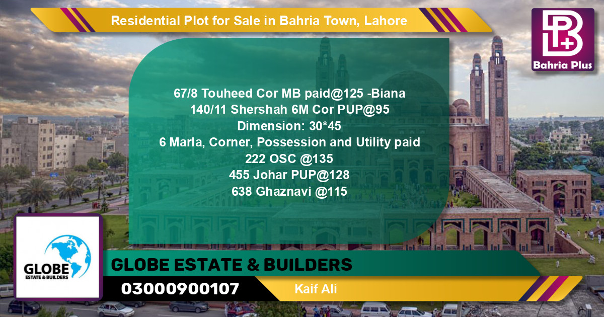 Residential Plot for Sale in Bahria Town, Lahore - (BP-125312)