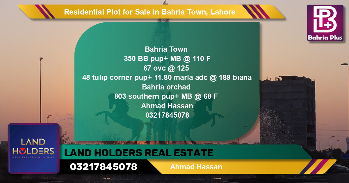 Residential Plot for Sale in Bahria Town, Lahore - (BP-125313)