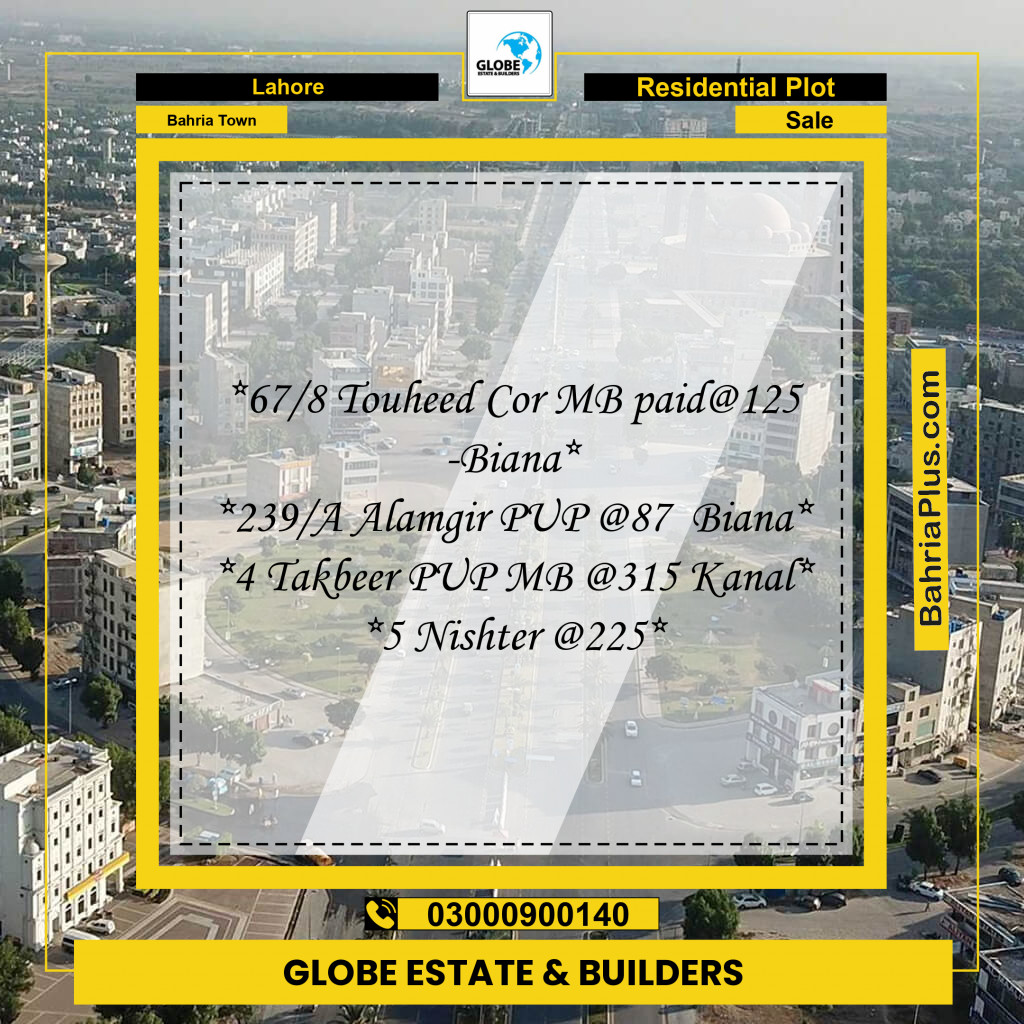 Residential Plot for Sale in Bahria Town, Lahore - (BP-125316)