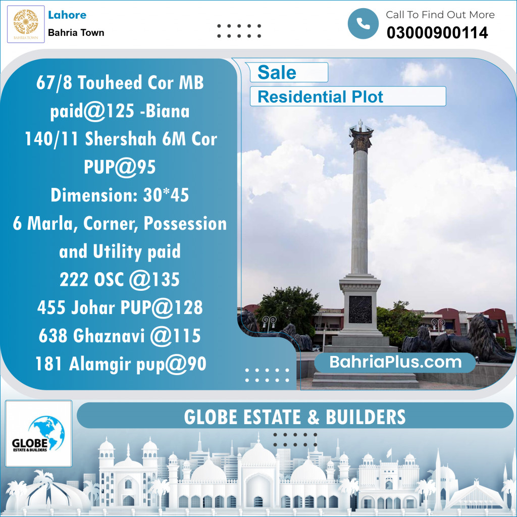 Residential Plot for Sale in Bahria Town, Lahore - (BP-125317)