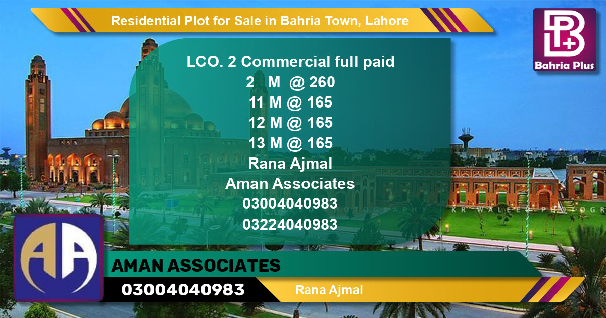 Residential Plot for Sale in Bahria Town, Lahore - (BP-125366)