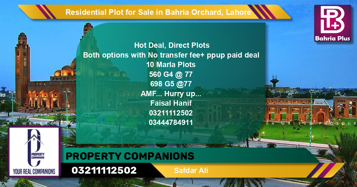 Residential Plot for Sale in Phase 4 - G4 Block -  Bahria Orchard, Lahore - (BP-125386)