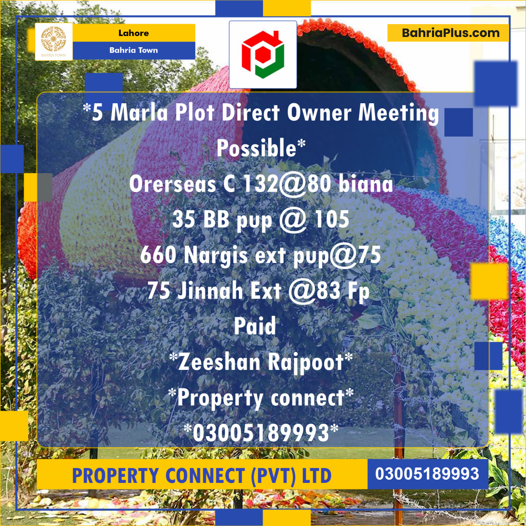 Residential Plot for Sale in Overseas C -  Bahria Town, Lahore - (BP-125399)