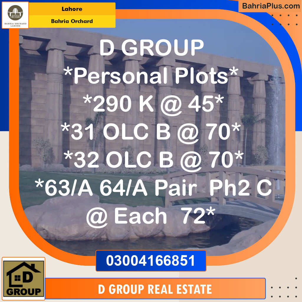 Residential Plot for Sale in Bahria Orchard, Lahore - (BP-125415)