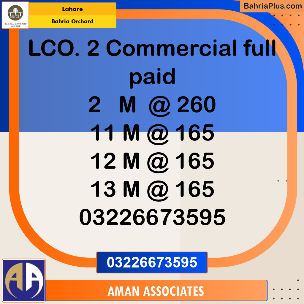 Commercial Plot for Sale in Bahria Orchard, Lahore - (BP-125424)