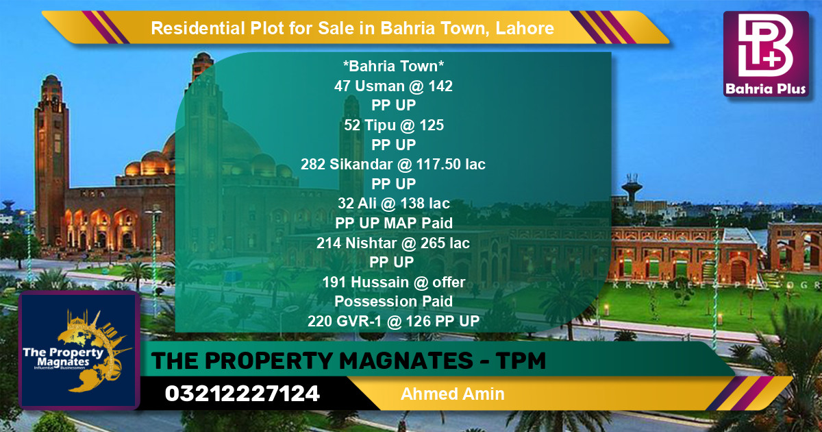 Residential Plot for Sale in Bahria Town, Lahore - (BP-125450)