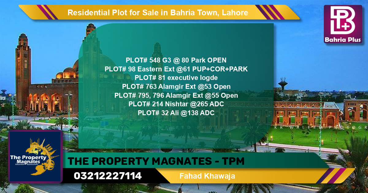 Residential Plot for Sale in Bahria Town, Lahore - (BP-125470)