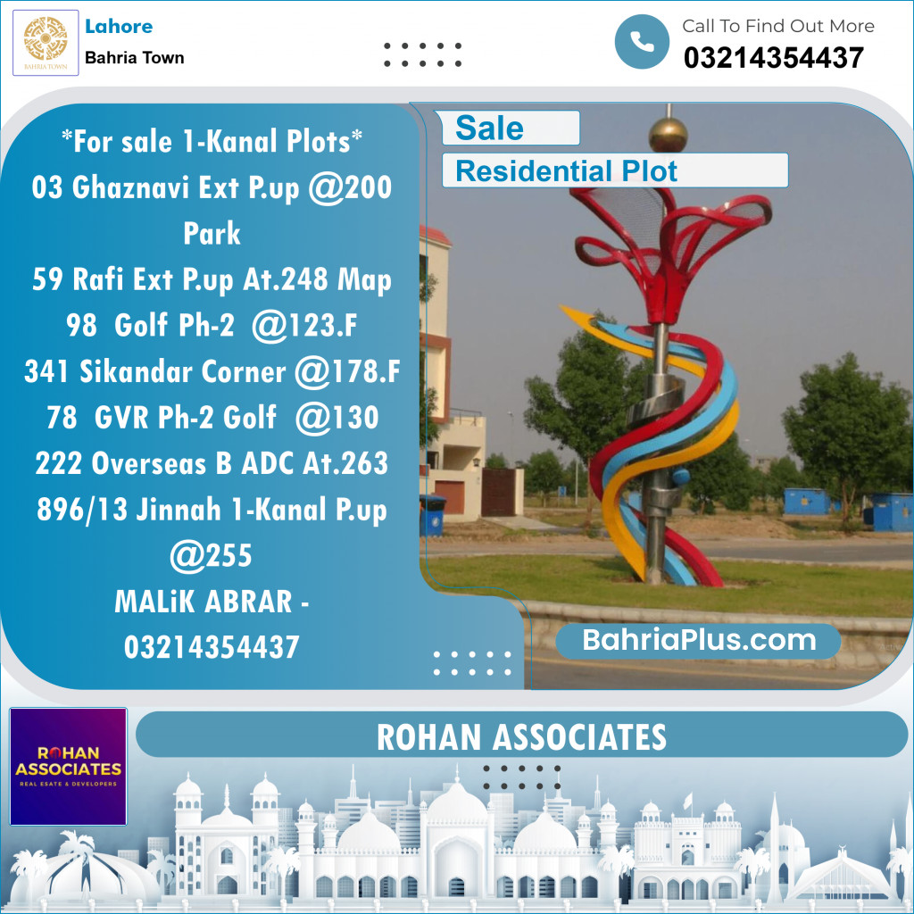 Residential Plot for Sale in Bahria Town, Lahore - (BP-125475)