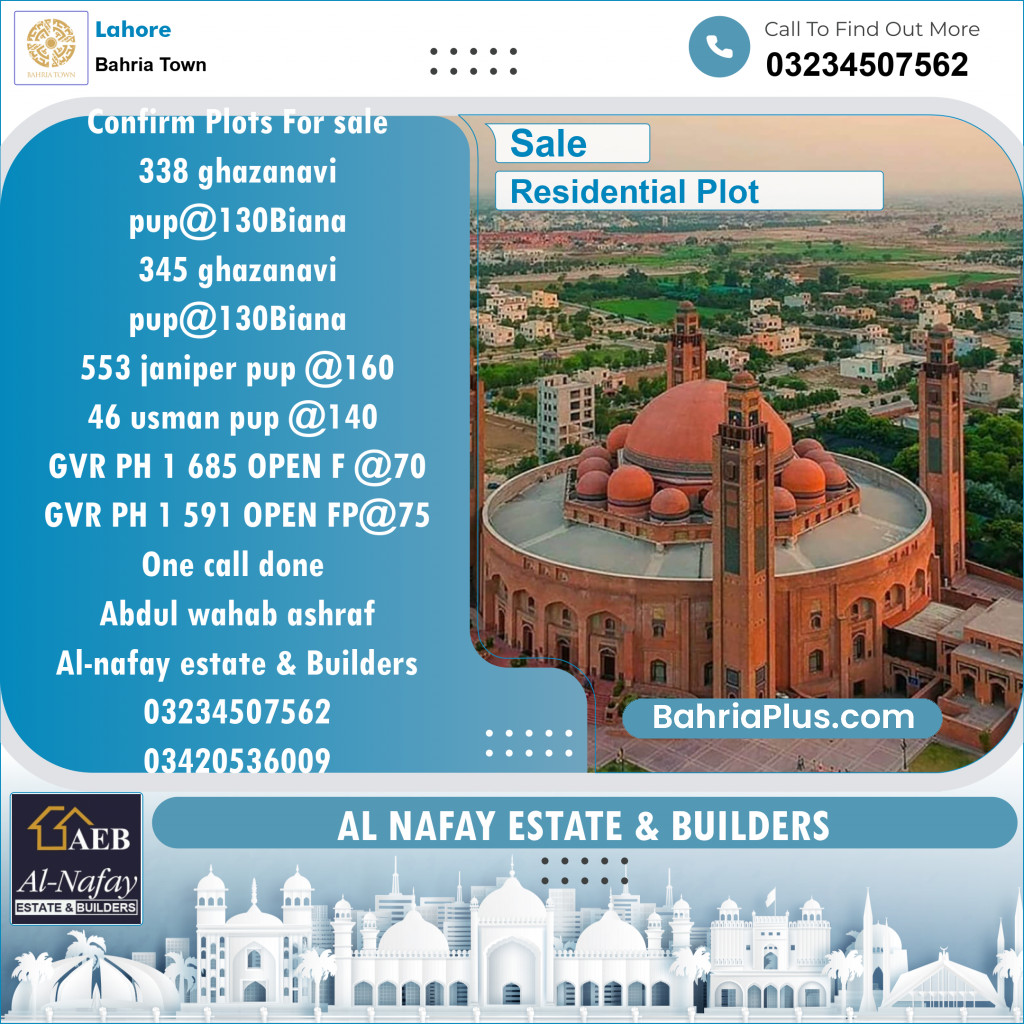 Residential Plot for Sale in Bahria Town, Lahore - (BP-125493)