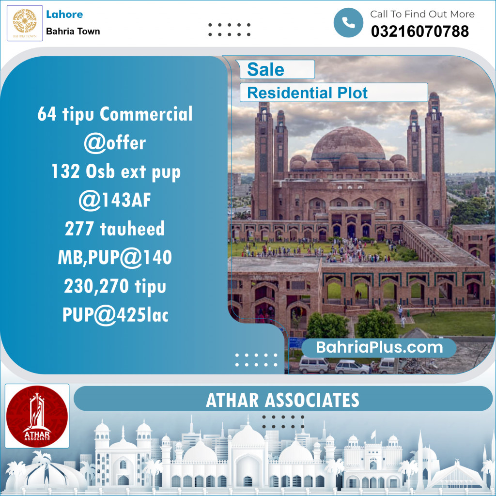 Residential Plot for Sale in Bahria Town, Lahore - (BP-125502)