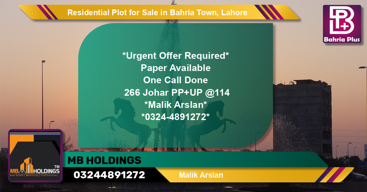 Residential Plot for Sale in Bahria Town, Lahore - (BP-125504)