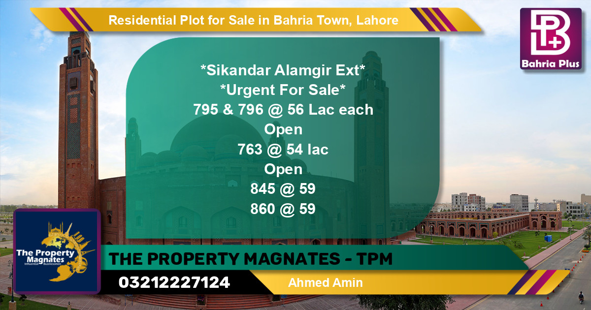 Residential Plot for Sale in Bahria Town, Lahore - (BP-125520)