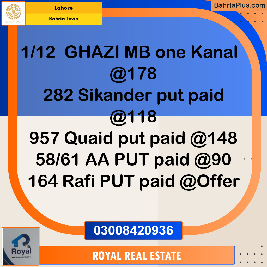 Residential Plot for Sale in Bahria Town, Lahore - (BP-125533)