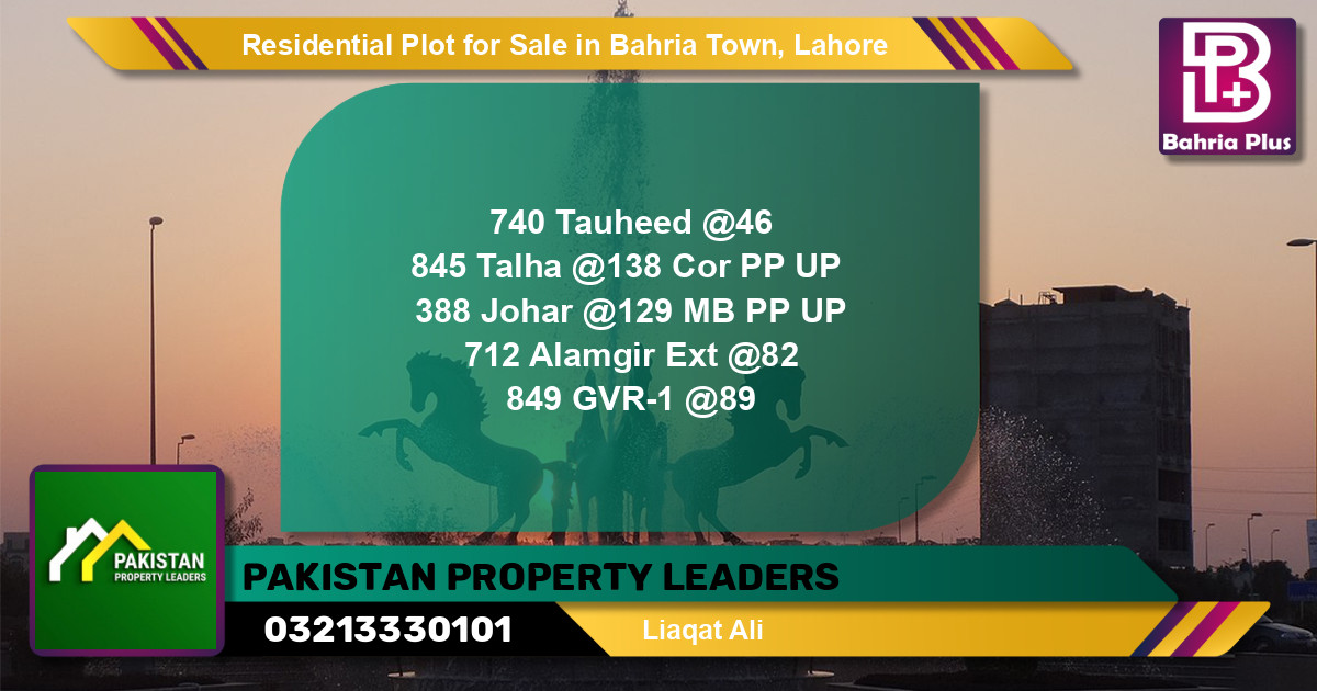 Residential Plot for Sale in Bahria Town, Lahore - (BP-125534)