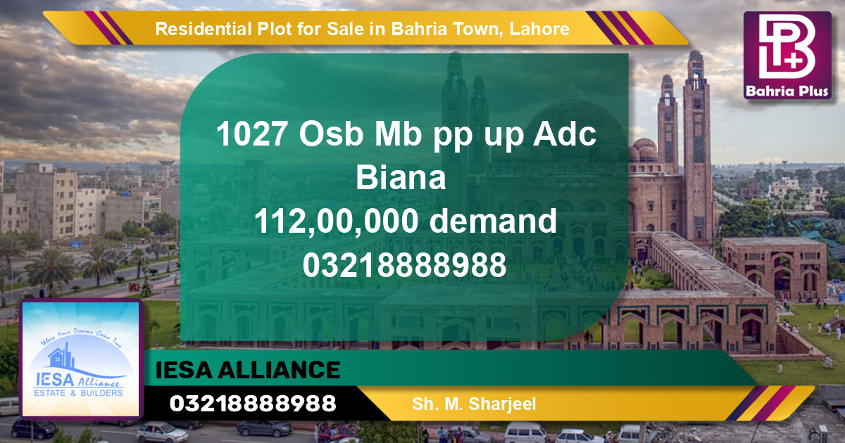 Residential Plot for Sale in Bahria Town, Lahore - (BP-125550)
