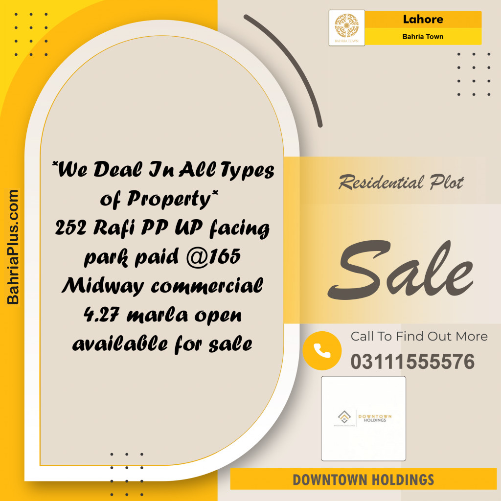 Residential Plot for Sale in Bahria Town, Lahore - (BP-125555)