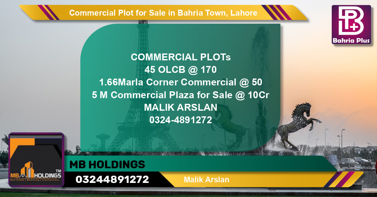 Commercial Plot for Sale in Bahria Town, Lahore - (BP-125560)