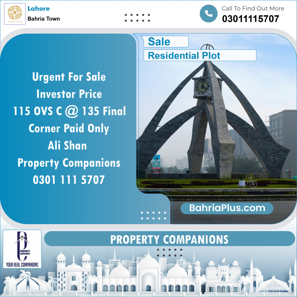 Residential Plot for Sale in Bahria Town, Lahore - (BP-125580)