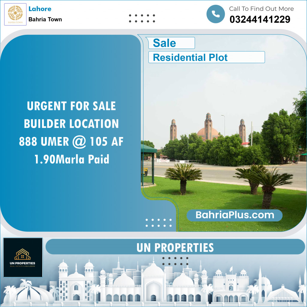 Residential Plot for Sale in Bahria Town, Lahore - (BP-125604)
