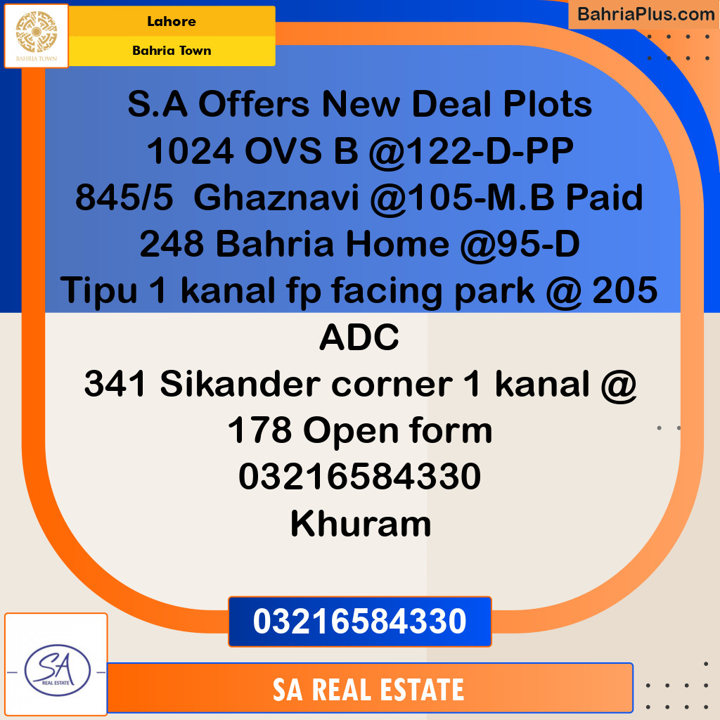 Residential Plot for Sale in Overseas B -  Bahria Town, Lahore - (BP-125614)
