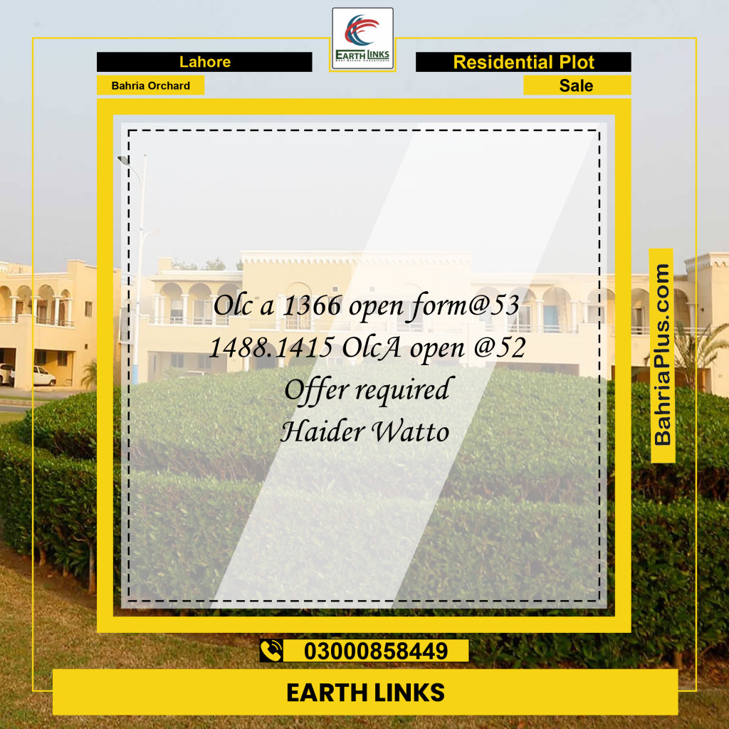 Residential Plot for Sale in OLC-A Block -  Bahria Orchard, Lahore - (BP-125620)