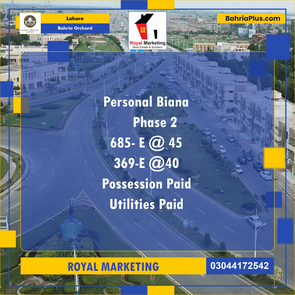 Residential Plot for Sale in Bahria Orchard, Lahore - (BP-125687)