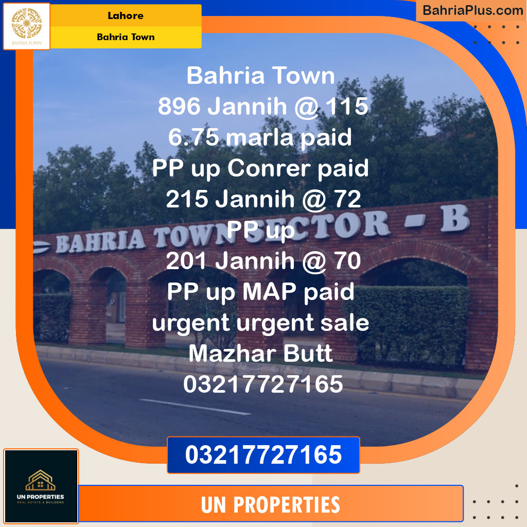 Residential Plot for Sale in Bahria Town, Lahore - (BP-125798)