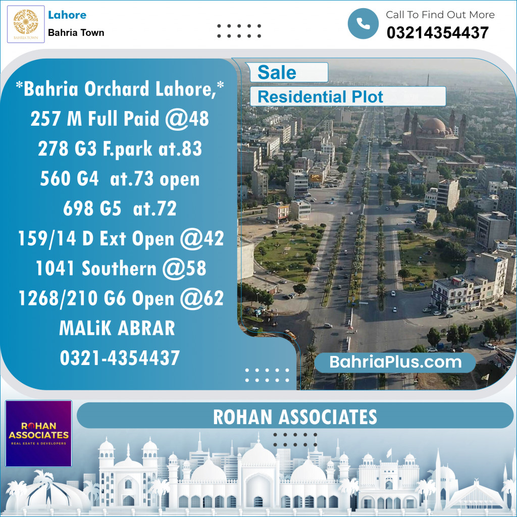 Residential Plot for Sale in Bahria Town, Lahore - (BP-125800)