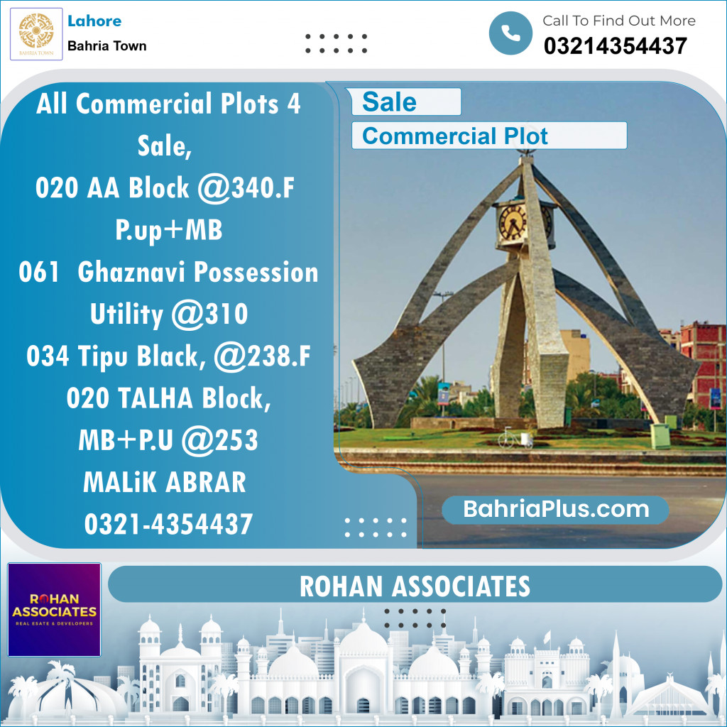 Commercial Plot for Sale in Bahria Town, Lahore - (BP-125816)