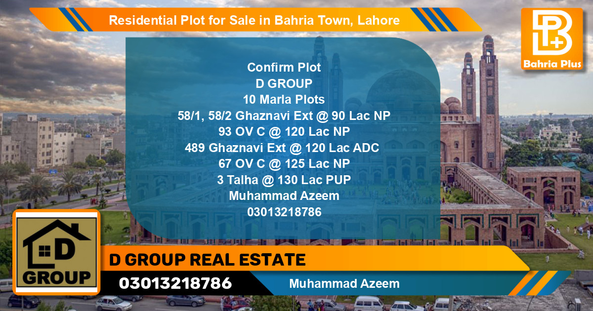 Residential Plot for Sale in Sector F - Ghaznavi Ext. Block -  Bahria Town, Lahore - (BP-125831)