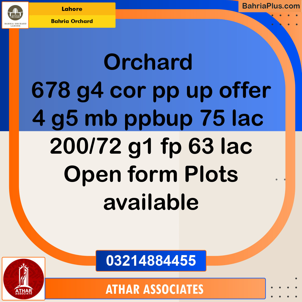 Residential Plot for Sale in Bahria Orchard, Lahore - (BP-125834)